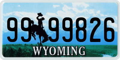 WY license plate 9999826