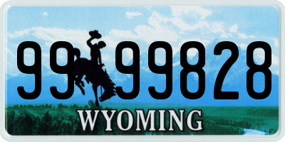 WY license plate 9999828