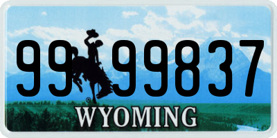 WY license plate 9999837