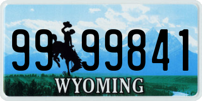 WY license plate 9999841