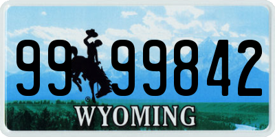 WY license plate 9999842