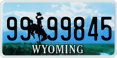 WY license plate 9999845