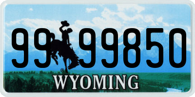WY license plate 9999850
