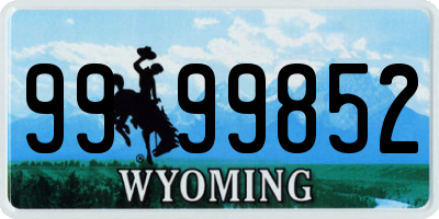 WY license plate 9999852