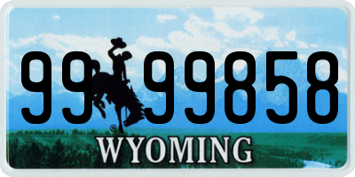WY license plate 9999858