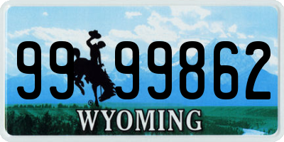 WY license plate 9999862