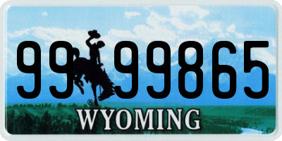 WY license plate 9999865