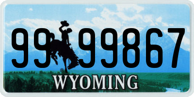 WY license plate 9999867