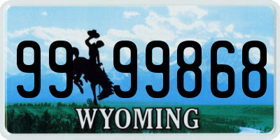 WY license plate 9999868