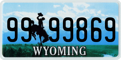 WY license plate 9999869
