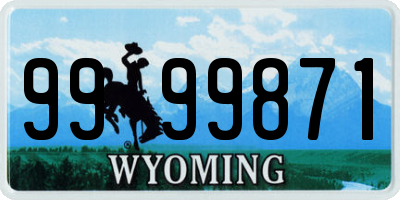 WY license plate 9999871