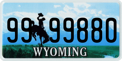 WY license plate 9999880