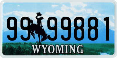 WY license plate 9999881