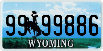 WY license plate 9999886