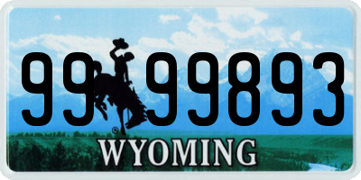 WY license plate 9999893