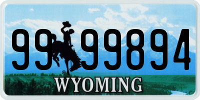 WY license plate 9999894