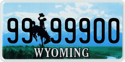 WY license plate 9999900