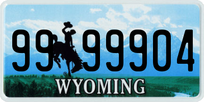 WY license plate 9999904