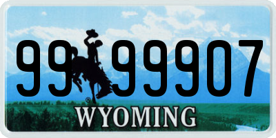 WY license plate 9999907