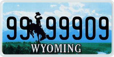 WY license plate 9999909