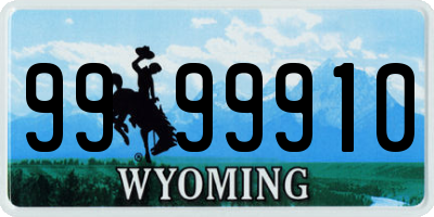 WY license plate 9999910