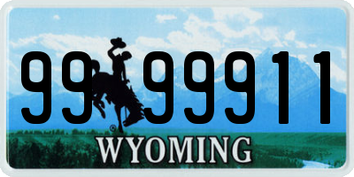 WY license plate 9999911