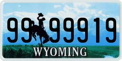 WY license plate 9999919