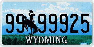 WY license plate 9999925
