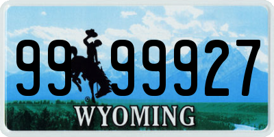 WY license plate 9999927