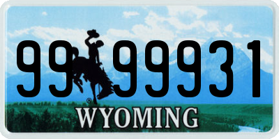 WY license plate 9999931