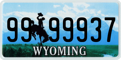 WY license plate 9999937