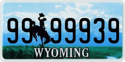 WY license plate 9999939