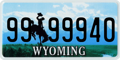 WY license plate 9999940