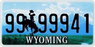 WY license plate 9999941