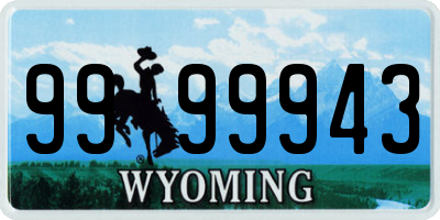 WY license plate 9999943