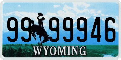 WY license plate 9999946