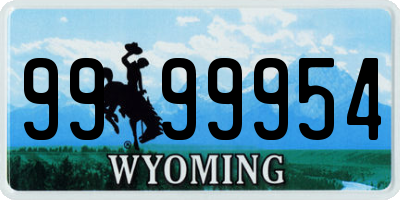 WY license plate 9999954