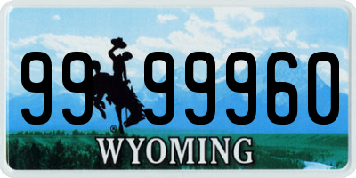 WY license plate 9999960