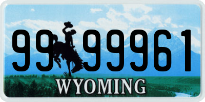 WY license plate 9999961