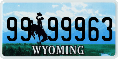 WY license plate 9999963
