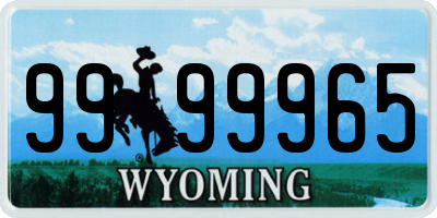 WY license plate 9999965