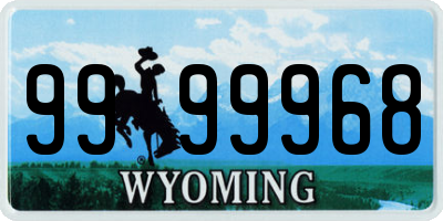 WY license plate 9999968