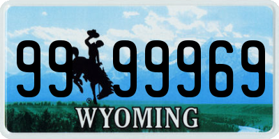 WY license plate 9999969