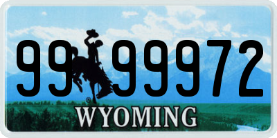 WY license plate 9999972