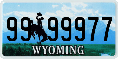 WY license plate 9999977