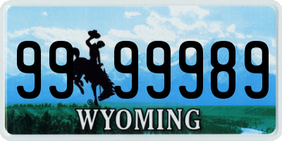 WY license plate 9999989